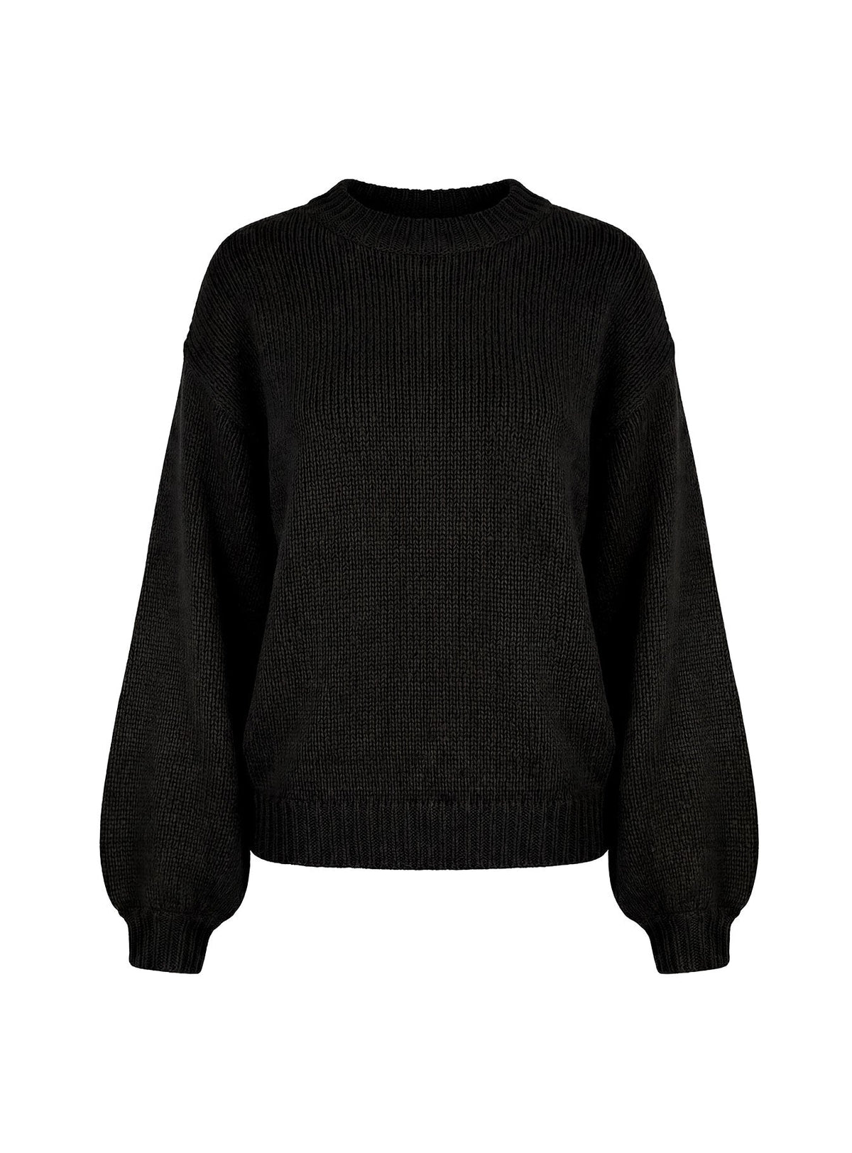 Harmony Balloon Sleeve Knit Jumper Black