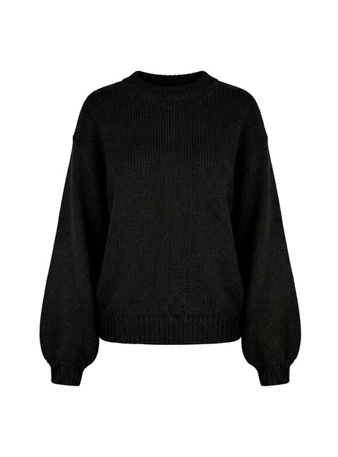 Harmony Balloon Sleeve Knit Jumper Black