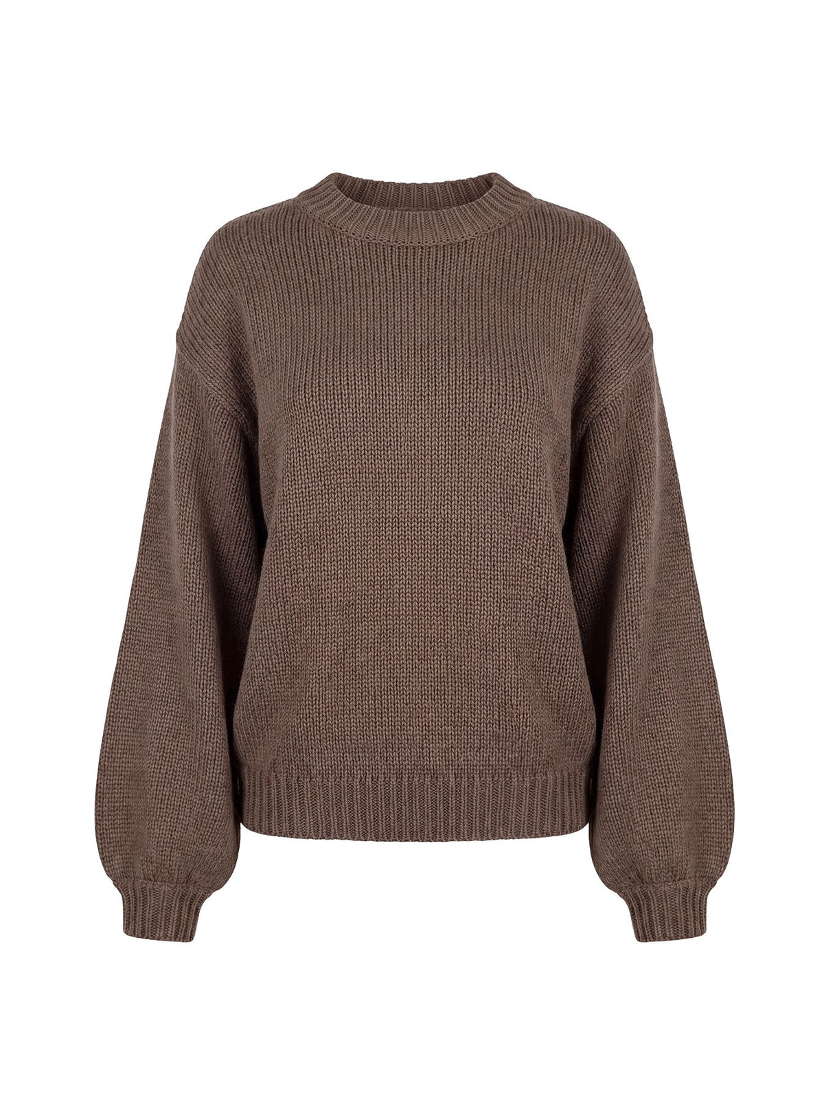 Harmony Ballonärmel Strickpullover Dunkelbraun