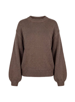 Harmony Ballonärmel Strickpullover Dunkelbraun
