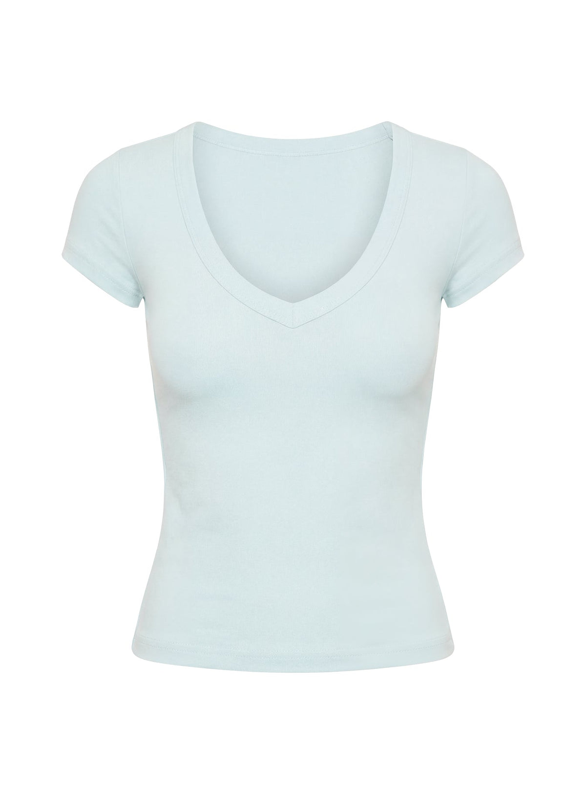 Daily Define Deep V Kurzarm-Top Icy Blue