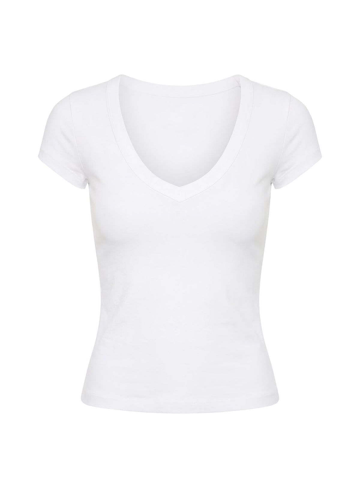 Daily Define Deep V Kurzarm-Top Weiß