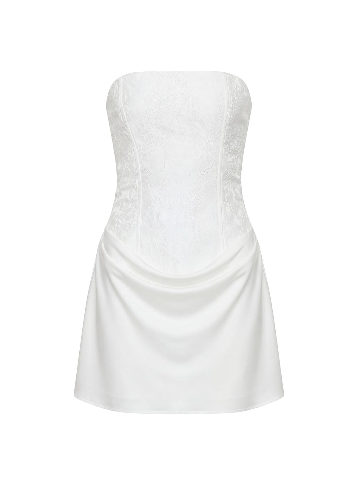 Jenevieve trägerloses Drapier-Minikleid Weiß