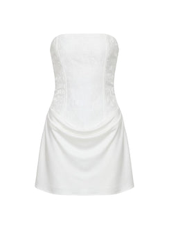 Jenevieve trägerloses Drapier-Minikleid Weiß