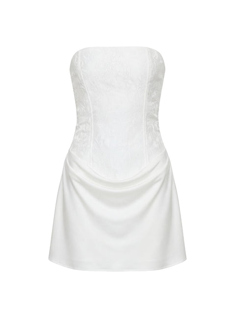 Jenevieve trägerloses Drapier-Minikleid Weiß
