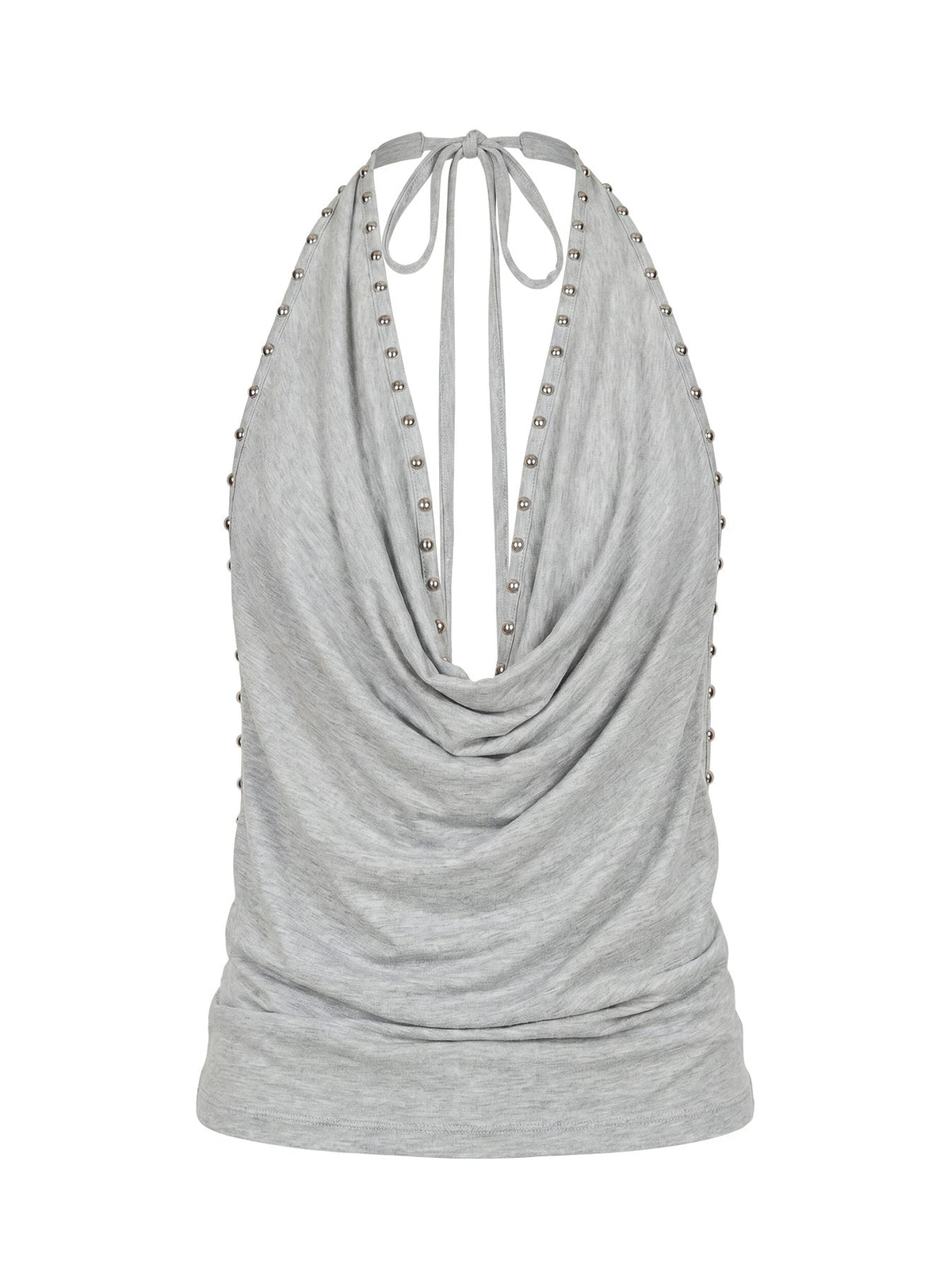 Khoda Neckholder-Top mit Nieten Grau meliert