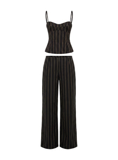 Kierstyn Corset Co-ord Black Stripe Petite