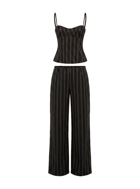 Kierstyn Corset Co-ord Black Stripe Petite