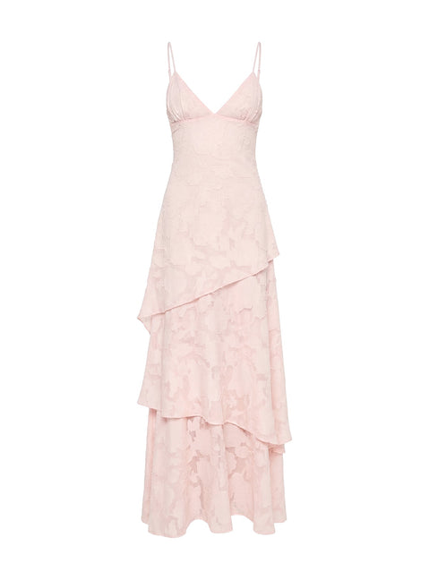 Lyricah Stufenmaxikleid mit Rückenschnürung Pink