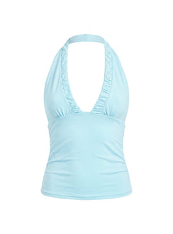Mood Top mit Raffung „Stimmungsring“ Aqua