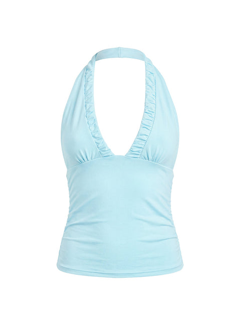 Mood Top mit Raffung „Stimmungsring“ Aqua