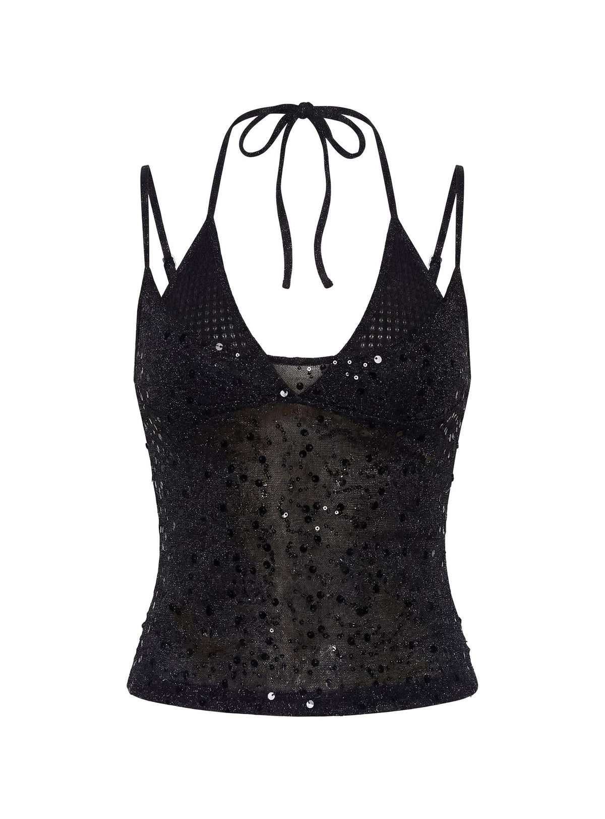 Odena Layered Pailletten-Cami-Top Schwarz