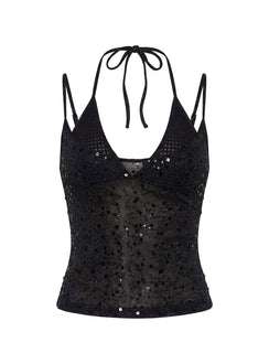 Odena Layered Pailletten-Cami-Top Schwarz