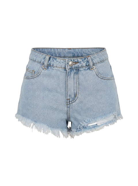 Posse Distressed Micro Denim Shorts Hellblaue Waschung