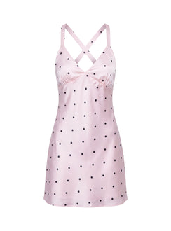 Rosabelle Satin-Minikleid Pink Tupfen