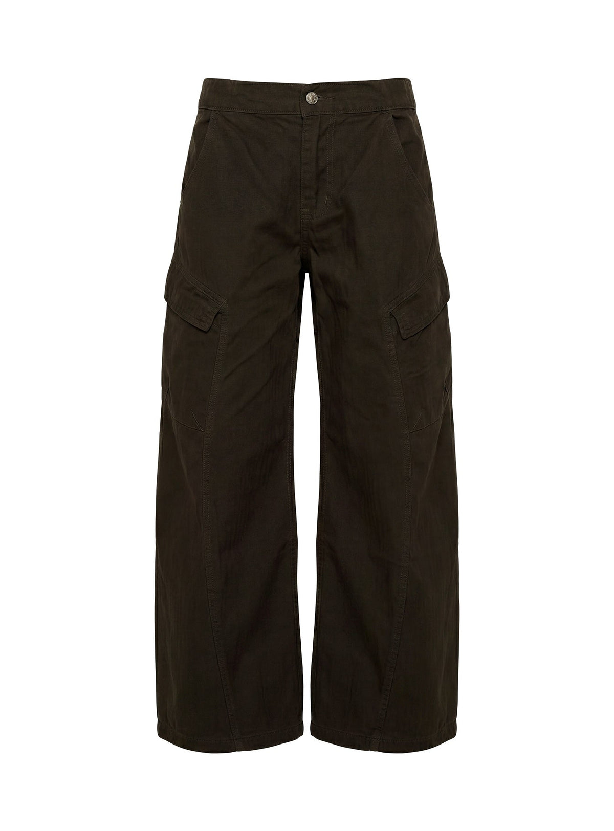 Selective Memory Low-Rise Wide-Leg Cargohose Dunkelanthrazit