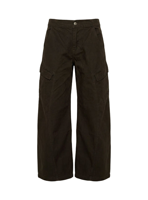 Selective Memory Low-Rise Wide-Leg Cargohose Dunkelanthrazit