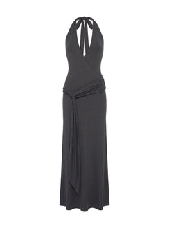 So Major Drapiertes A-Linien Maxikleid Schiefer
