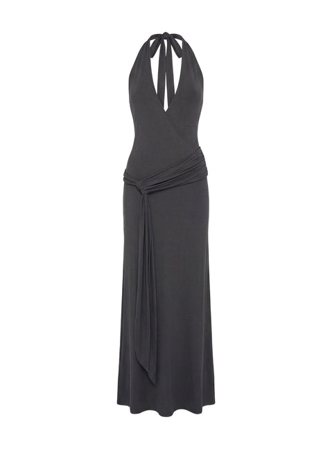 So Major Drapiertes A-Linien Maxikleid Schiefer