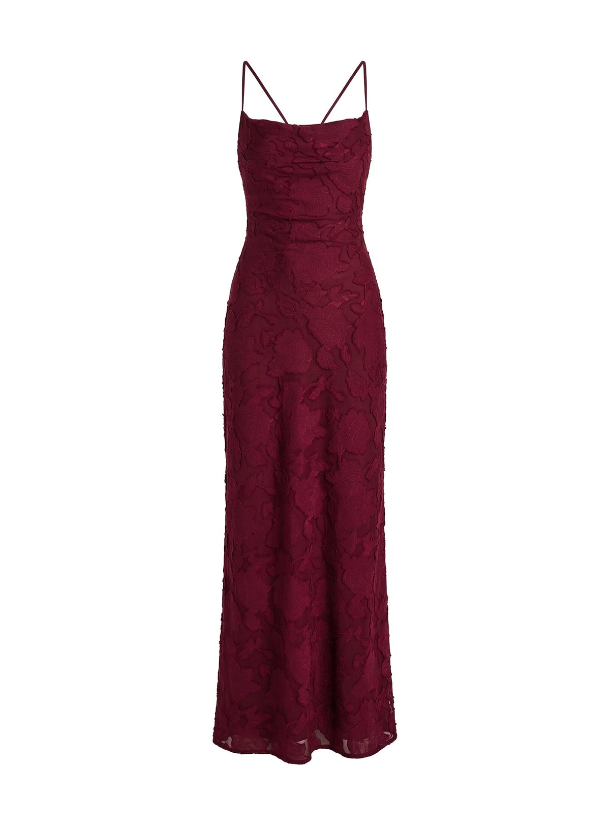 Celena Maxikleid Bordeauxrot Burnout