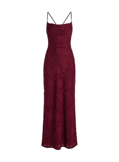 Celena Maxikleid Bordeauxrot Burnout