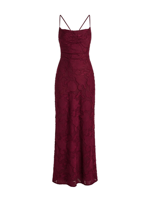 Celena Maxikleid Bordeauxrot Burnout