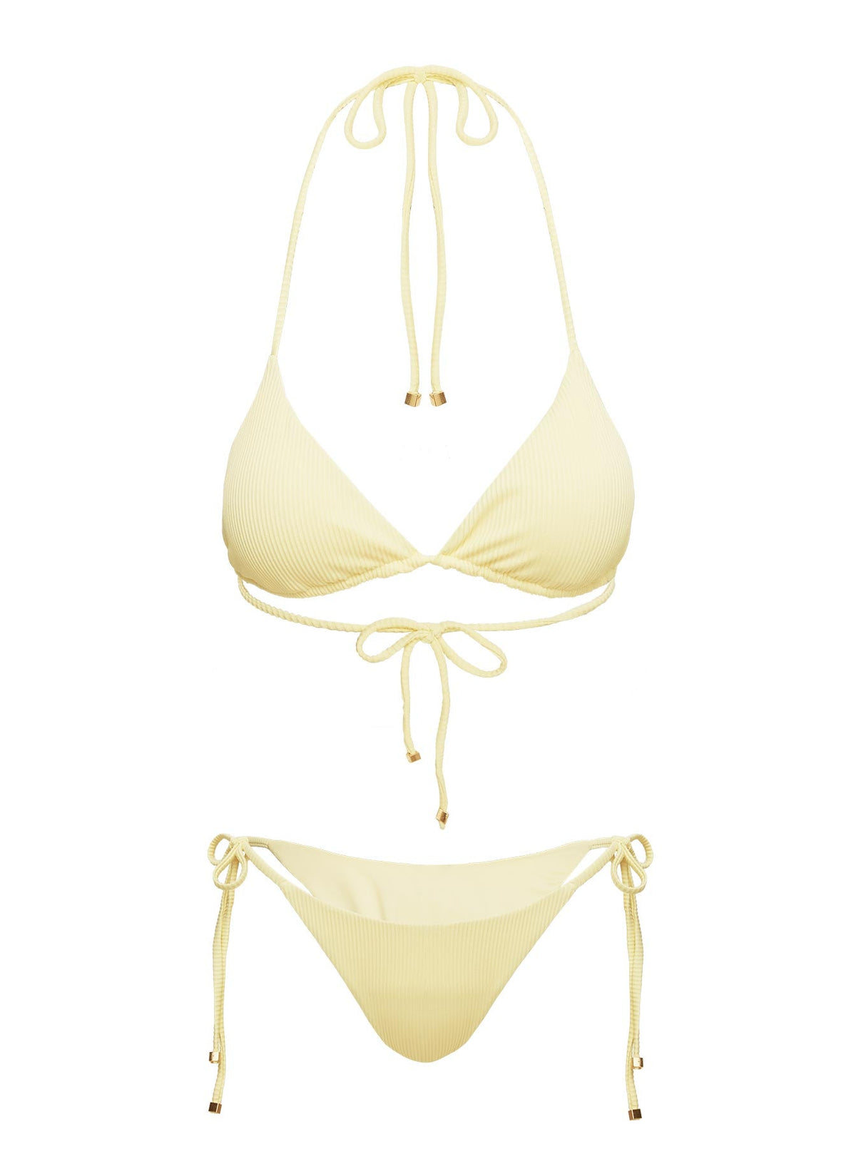 Nevaeh Geripptes Triangel-Bikini-Oberteil Gelb