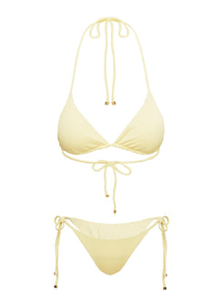 Nevaeh Geripptes Triangel-Bikini-Oberteil Gelb