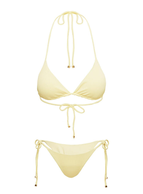 Nevaeh Geripptes Triangel-Bikini-Oberteil Gelb