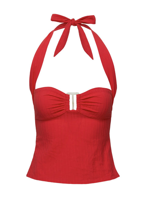 product Princess Polly Isabetta Halter Top Red Sleeveless Sweetheart 
