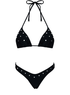 Jenner Triangle Studded Bikinioberteil Schwarz