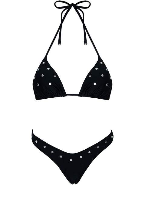 Jenner Triangle Studded Bikinioberteil Schwarz