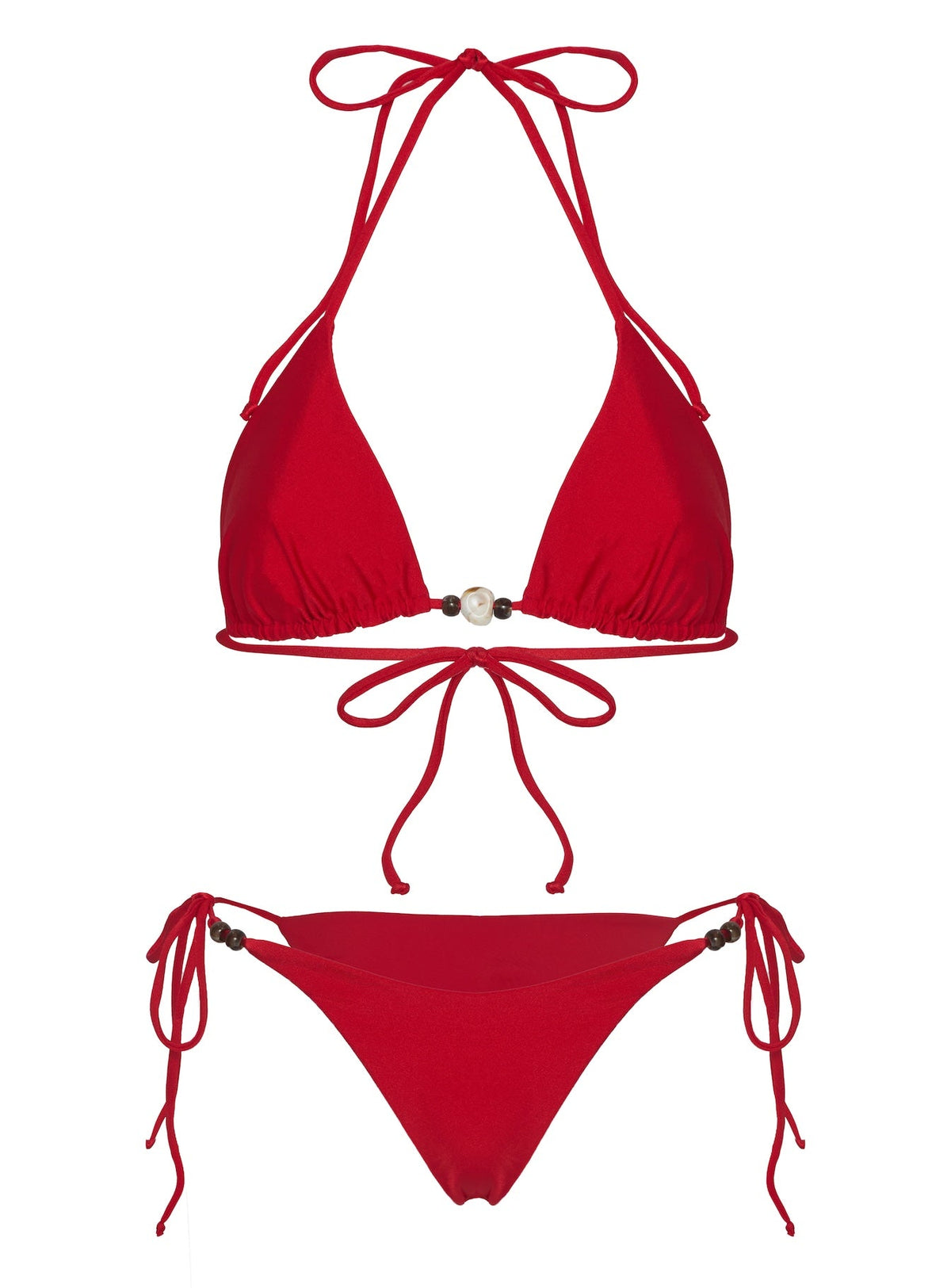Glora Tie Side Perlen-Bikinihose Schimmernd Rot