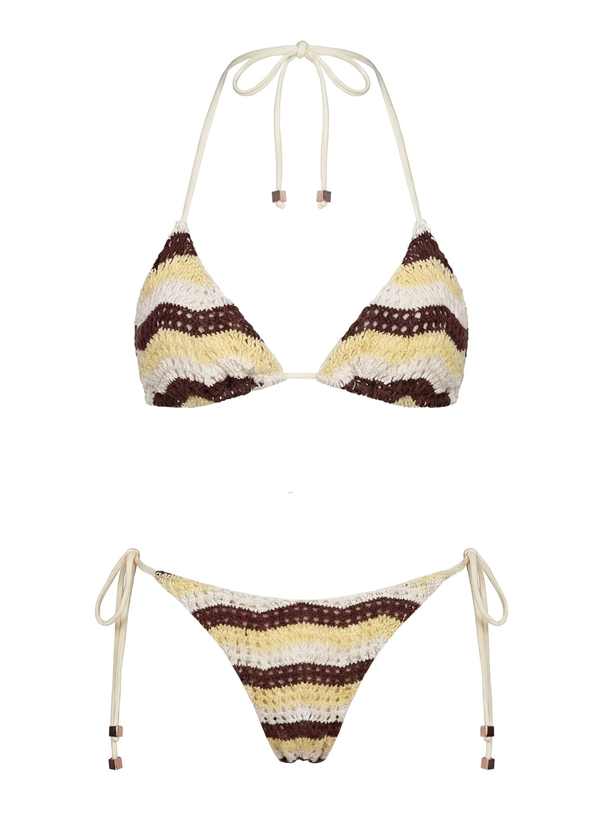 Passiona Tie Side Bikinihose Butter / Chocolate