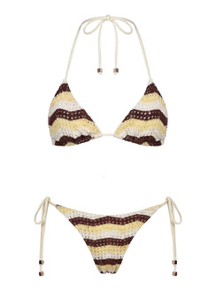 Passiona Tie Side Bikinihose Butter / Chocolate