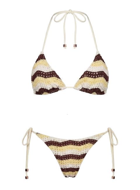 Passiona Tie Side Bikinihose Butter / Chocolate
