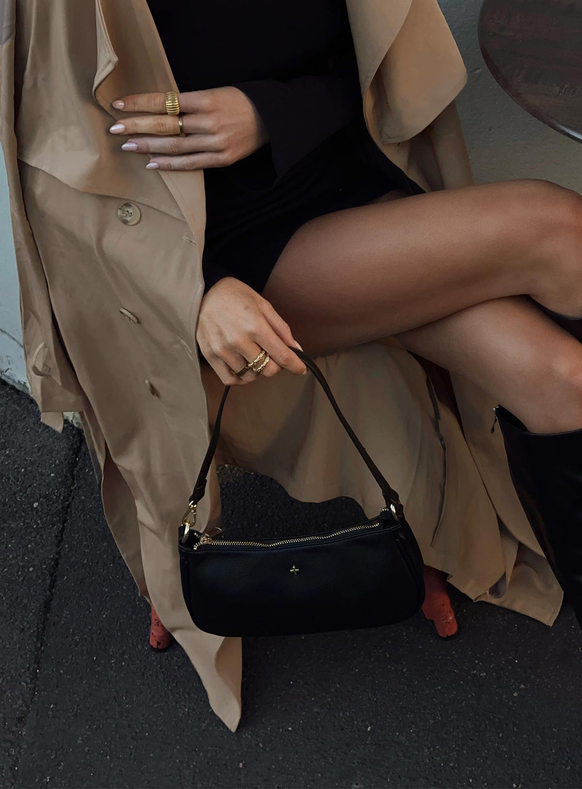 Peta & Jain Piper Tasche Schwarz Kiesel