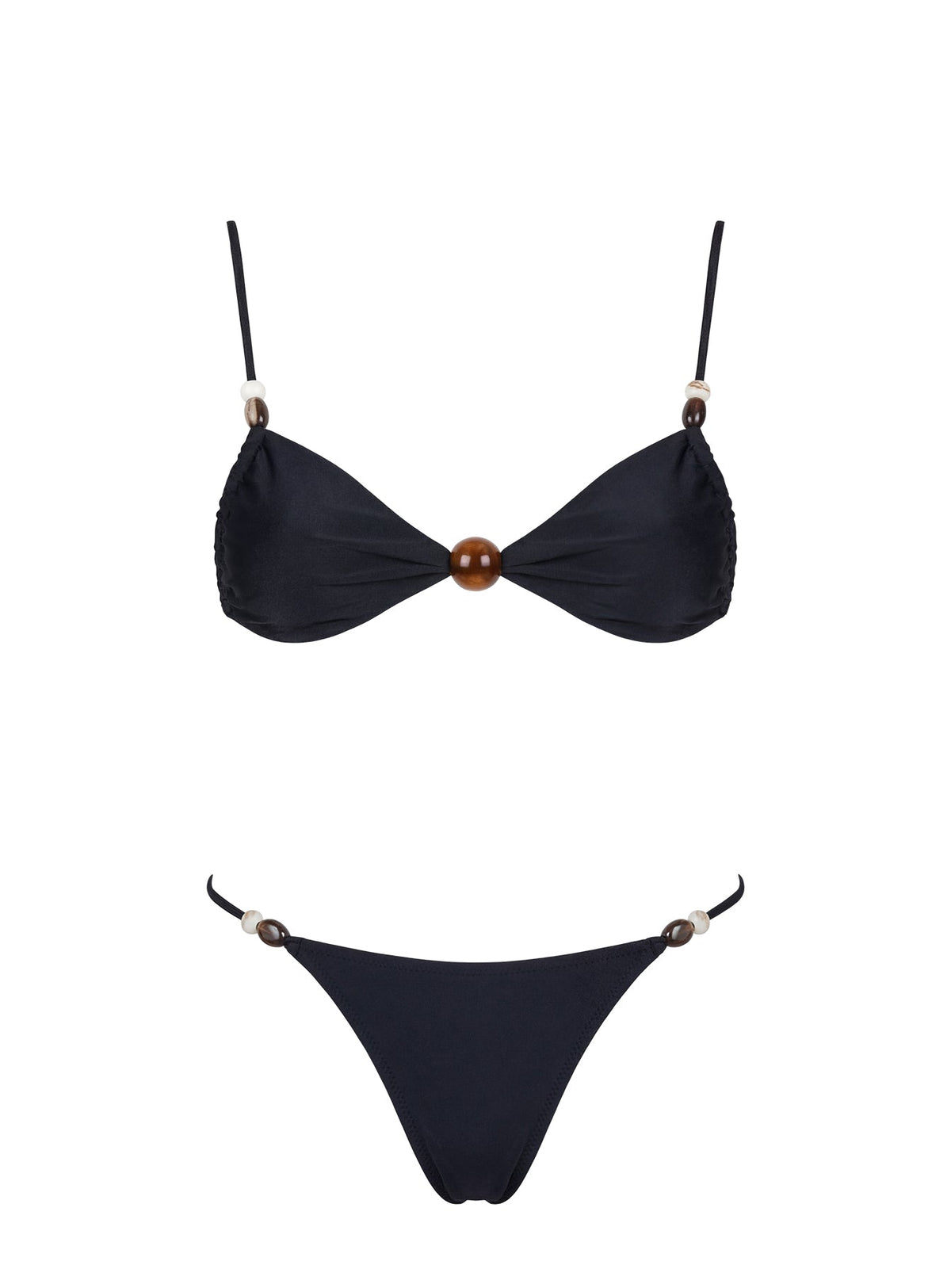 Slow Summer Bikinioberteil mit Perlenverzierung, Schwarz