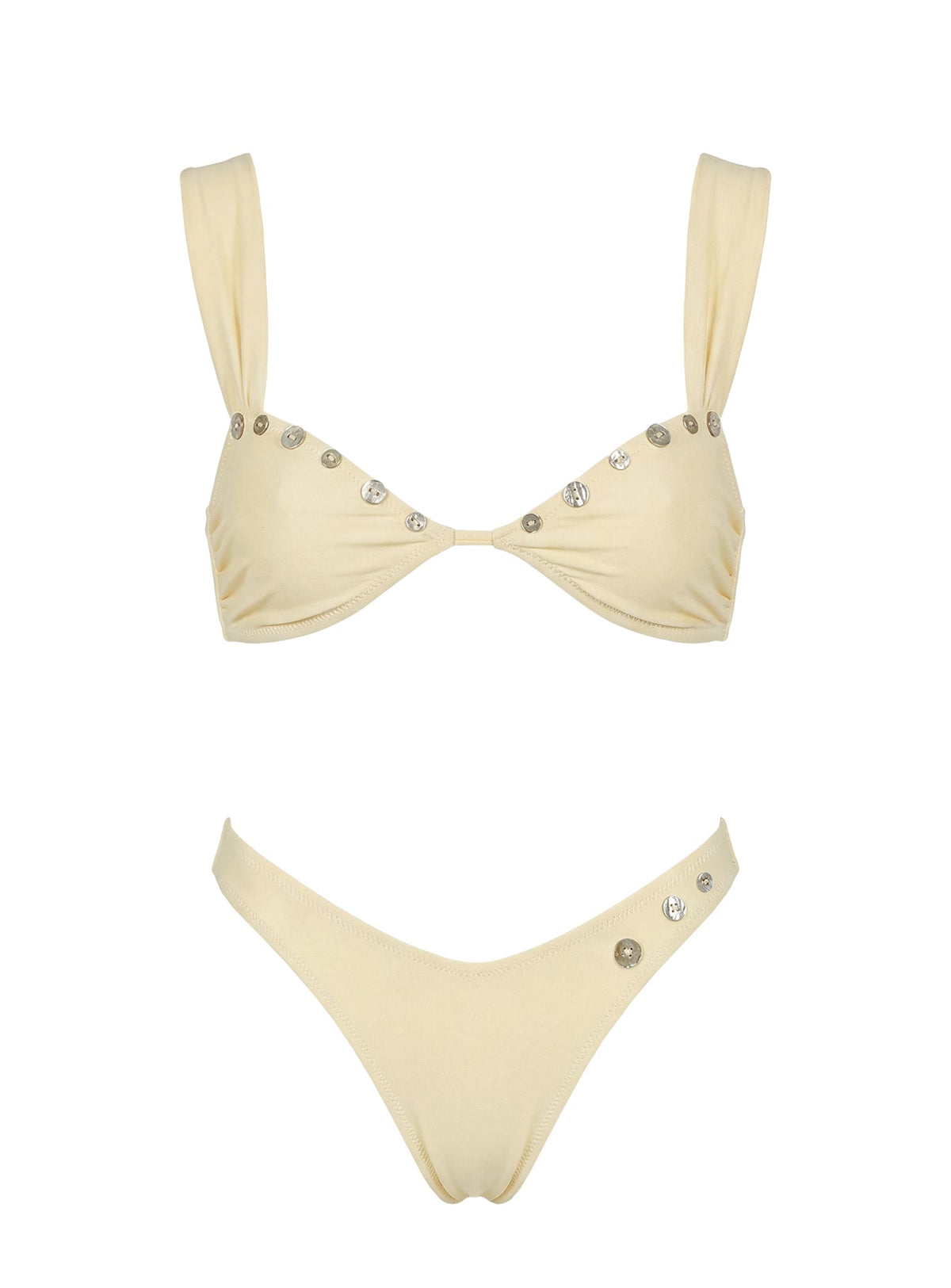 Sunset Club Bikini-Oberteil mit Muschelverzierung in Creme