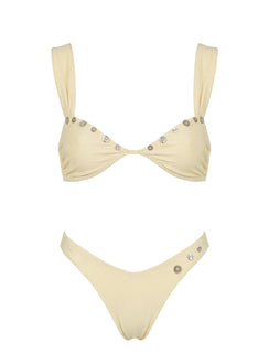 Sunset Club Bikini-Oberteil mit Muschelverzierung in Creme
